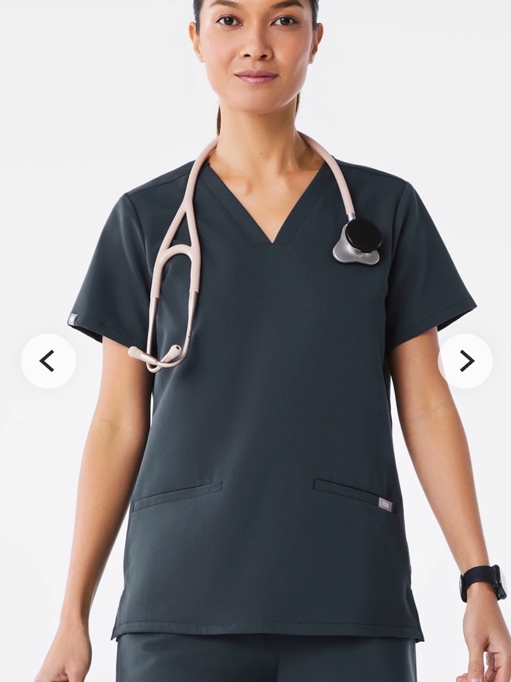 FIGS Women Casma Short-Sleeve V-Neck Scrub Top Dark Harbor Size XXS